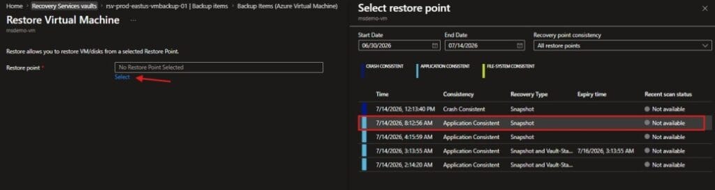 Restore Azure Virtual Machine from Backup 1