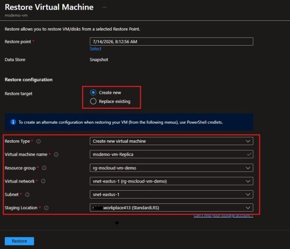 Restore Azure Virtual Machine from Backup 2