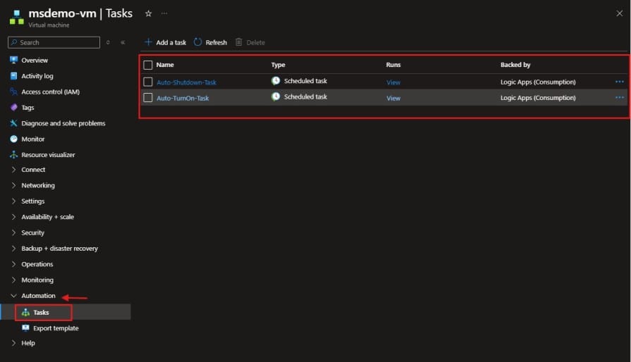 Verify the Automation Tasks