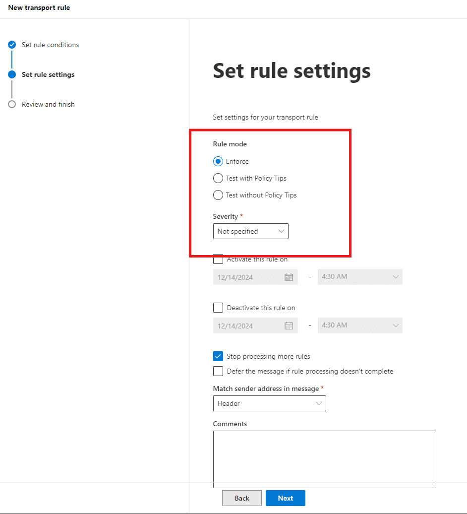 Mail Flow Rule Conditions