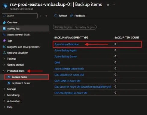 Azure Virtual Machine Backup Configuration