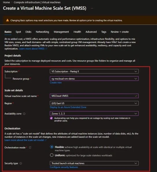Azure Virtual Machine Scale Sets Configuration