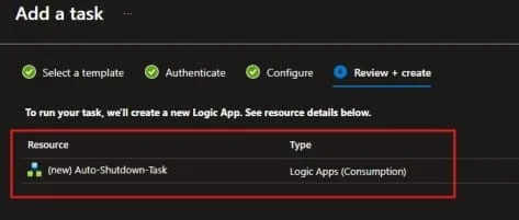 Create an Auto Shutdown Task from VM Automation Tasks 5