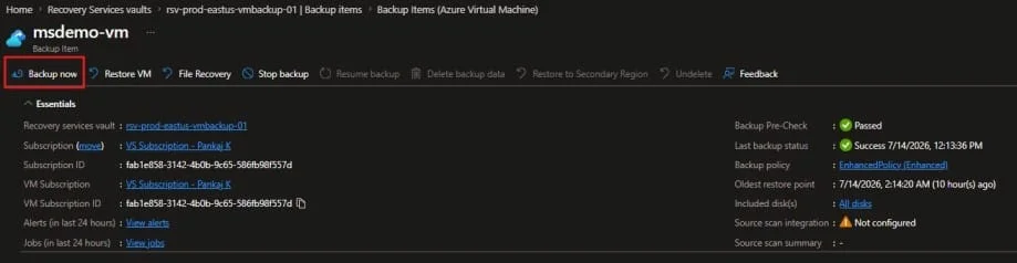 Initial Backup now