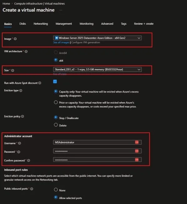 Microsoft Azure Virtual Machine Configuration 2