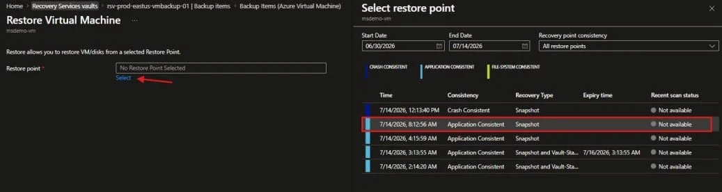 Restore Azure Virtual Machine from Backup 1