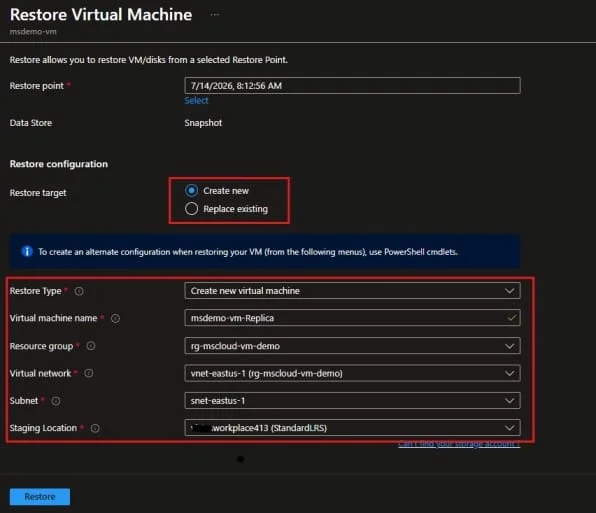 Restore Azure Virtual Machine from Backup 2